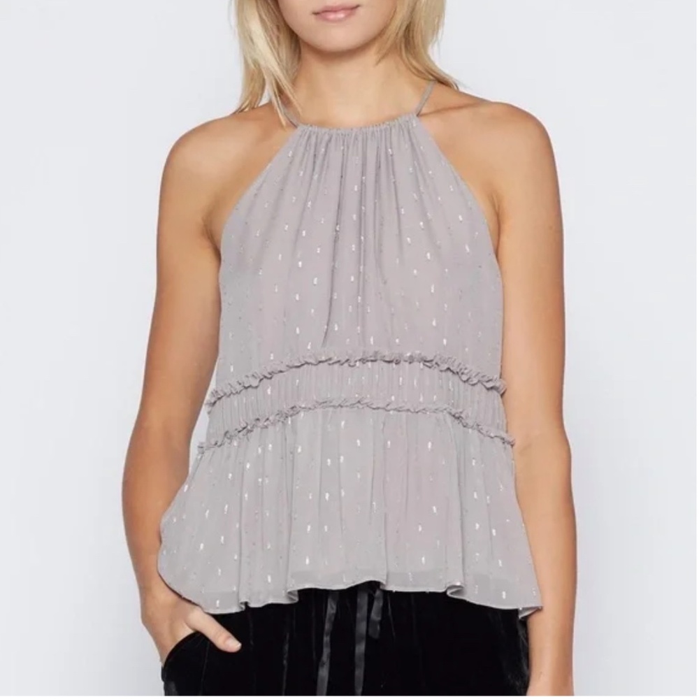 Joie Shawnette Metallic Silk Top